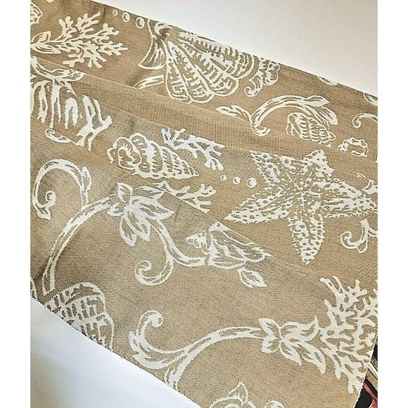 Sea Star Crab Coral Designer Upholstery Fabric Reversible Brown Brige - Picture 6 of 9